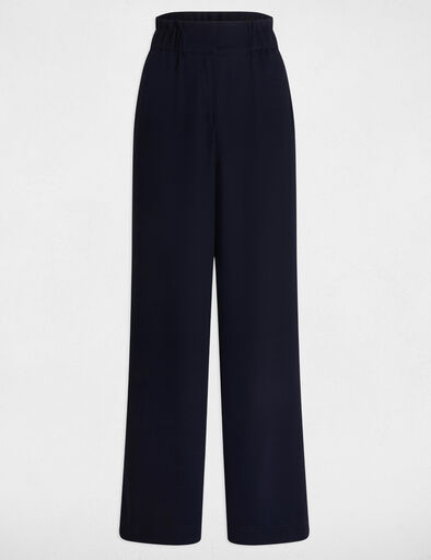 pantalon large a fronces bleu marine femme Pantalon large à fronces bleu marine femme