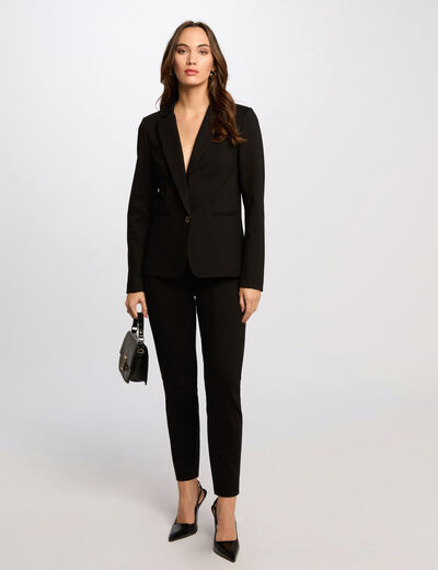 Pantalon cigarette à pinces noir femme