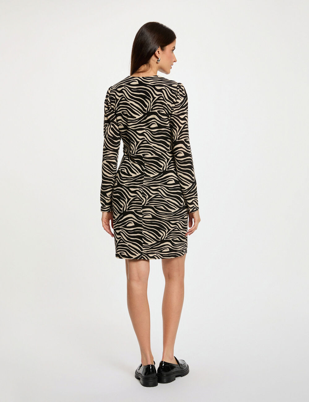 Robe courte ajust&eacute;e multicolore femme