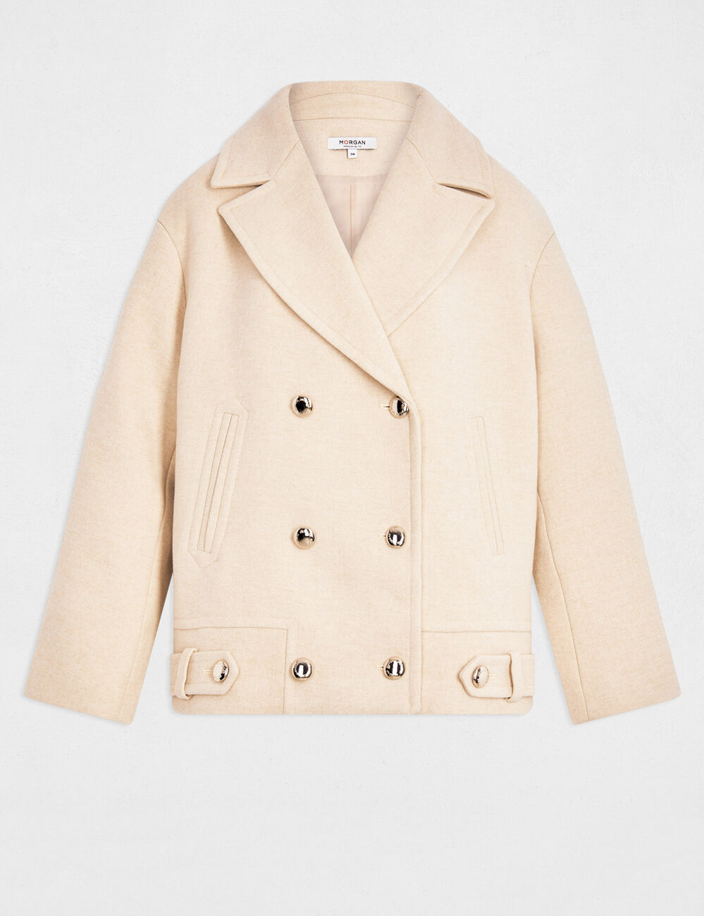 Manteau court bouclette beige femme