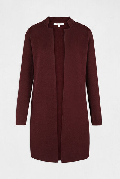 Gilet droit à col cranté rouge vin femme