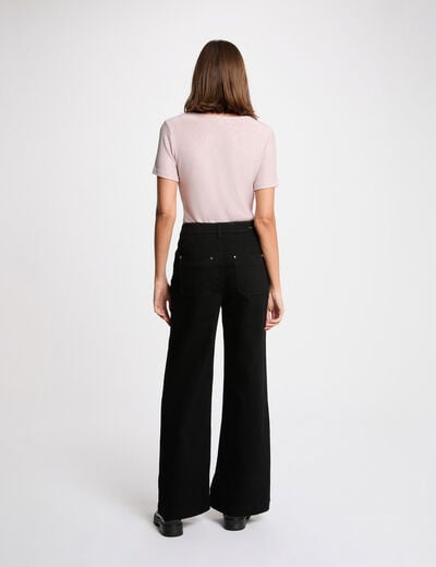 Jean large taille haute noir femme