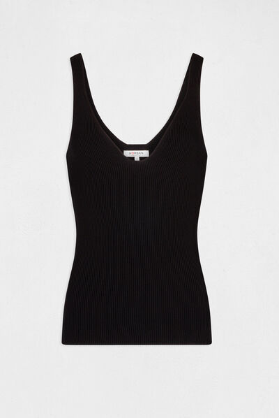 Débardeur pull avec col en V noir femme