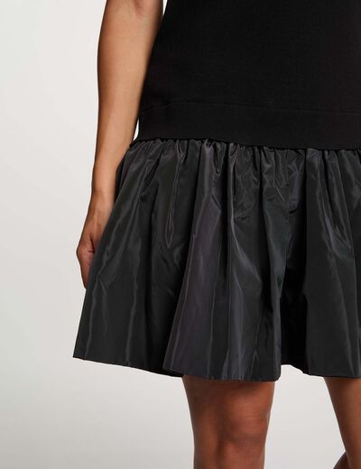 Robe tricot manches courtes noir femme