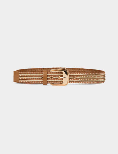 Ceinture à clous camel femme