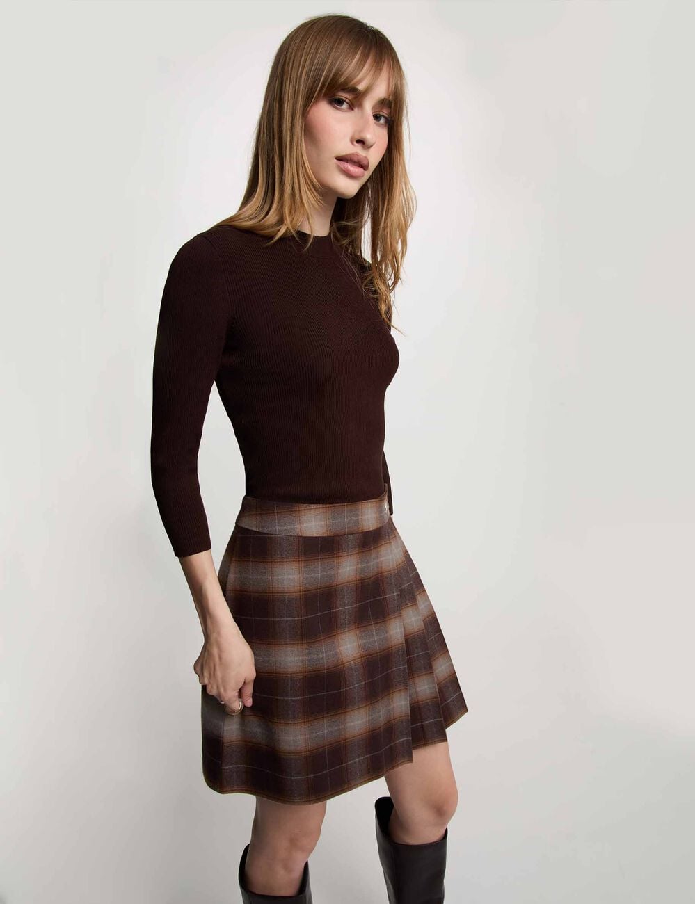 Robe courte col montant multicolore femme