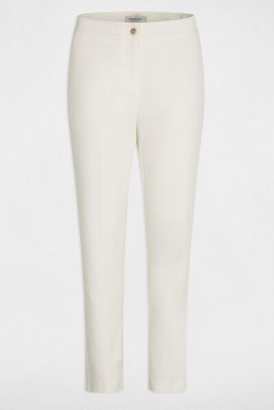 Pantalon city droit 7/8ème ecru femme