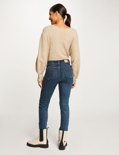 Jeans slim taille haute denim stone femme