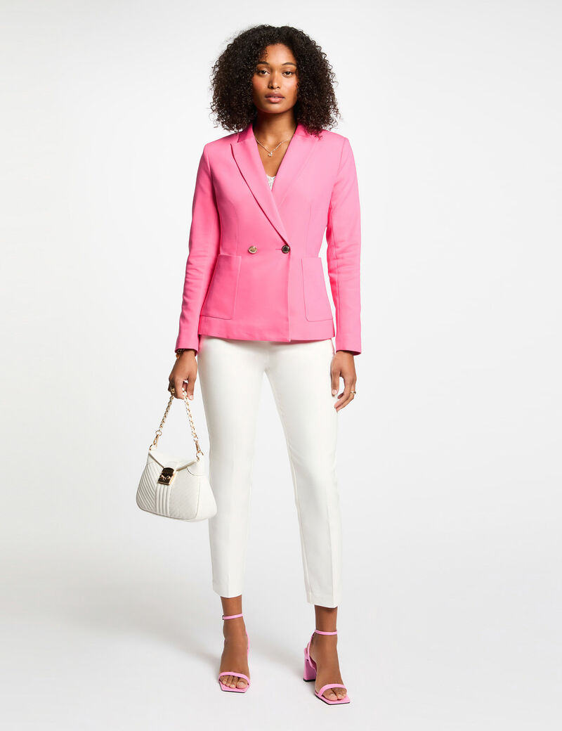 Blazer cintré boutonné rose femme