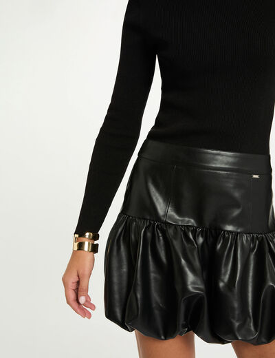 Robe courte col roul&eacute; noir femme