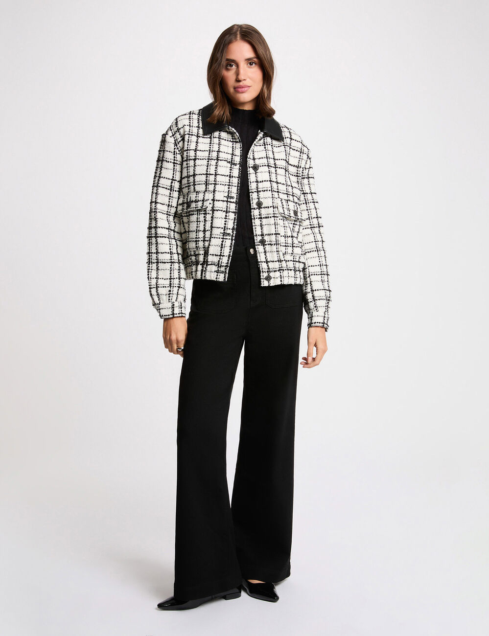 Veste oversize tweed multicolore femme