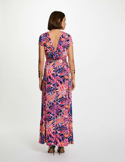 Robe longue droite imprimée multicolore femme