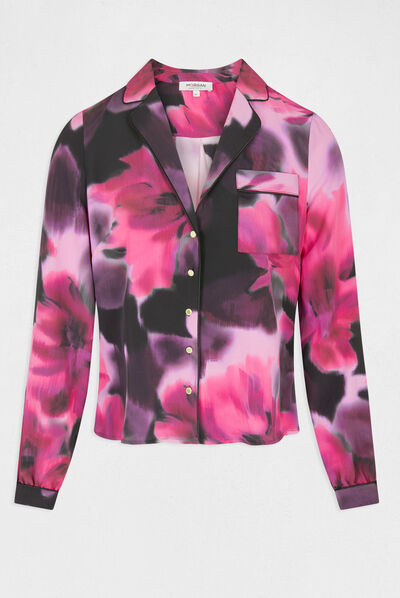 Chemise manches longues imprimé abstrait multico femme