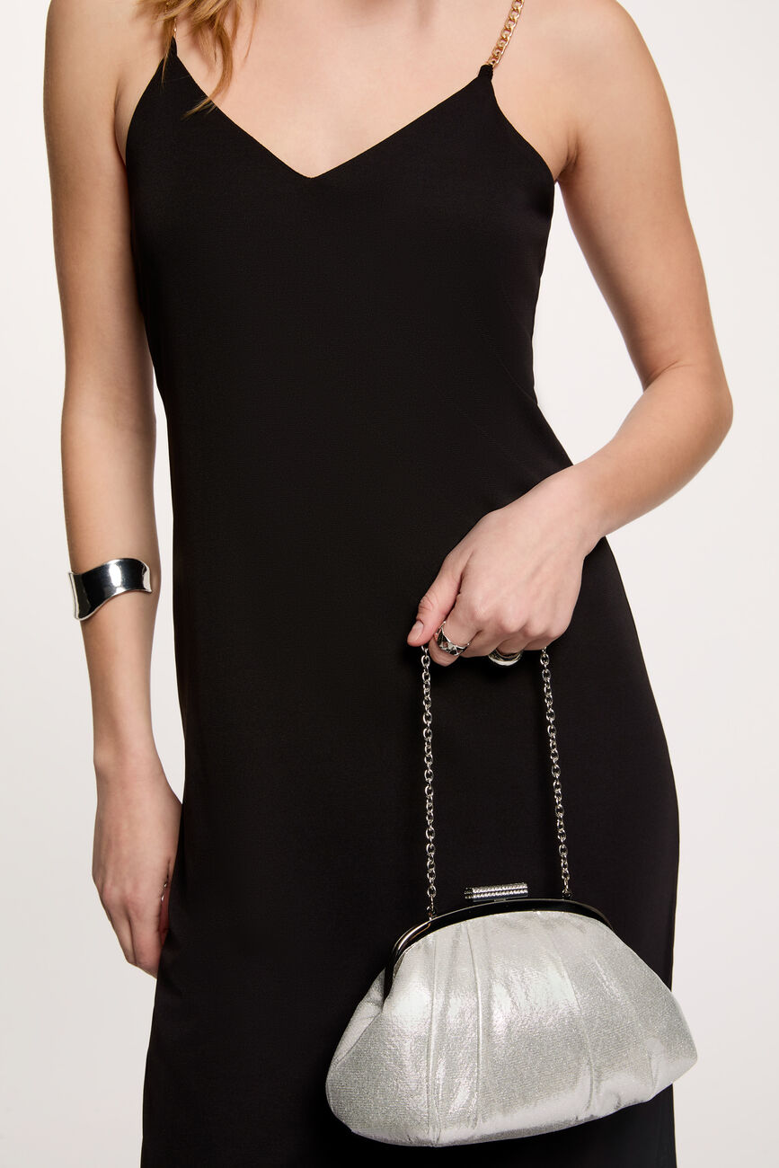 Pochette similicuir couleur argent femme