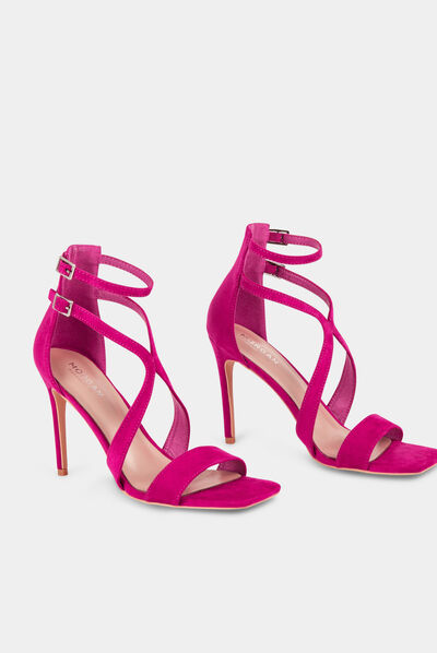 Sandales à talons avec brides rose femme