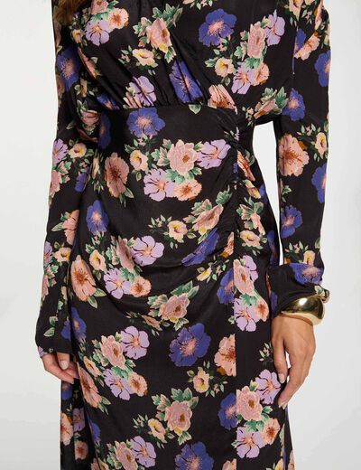 Robe longue satin&eacute;e multicolore femme