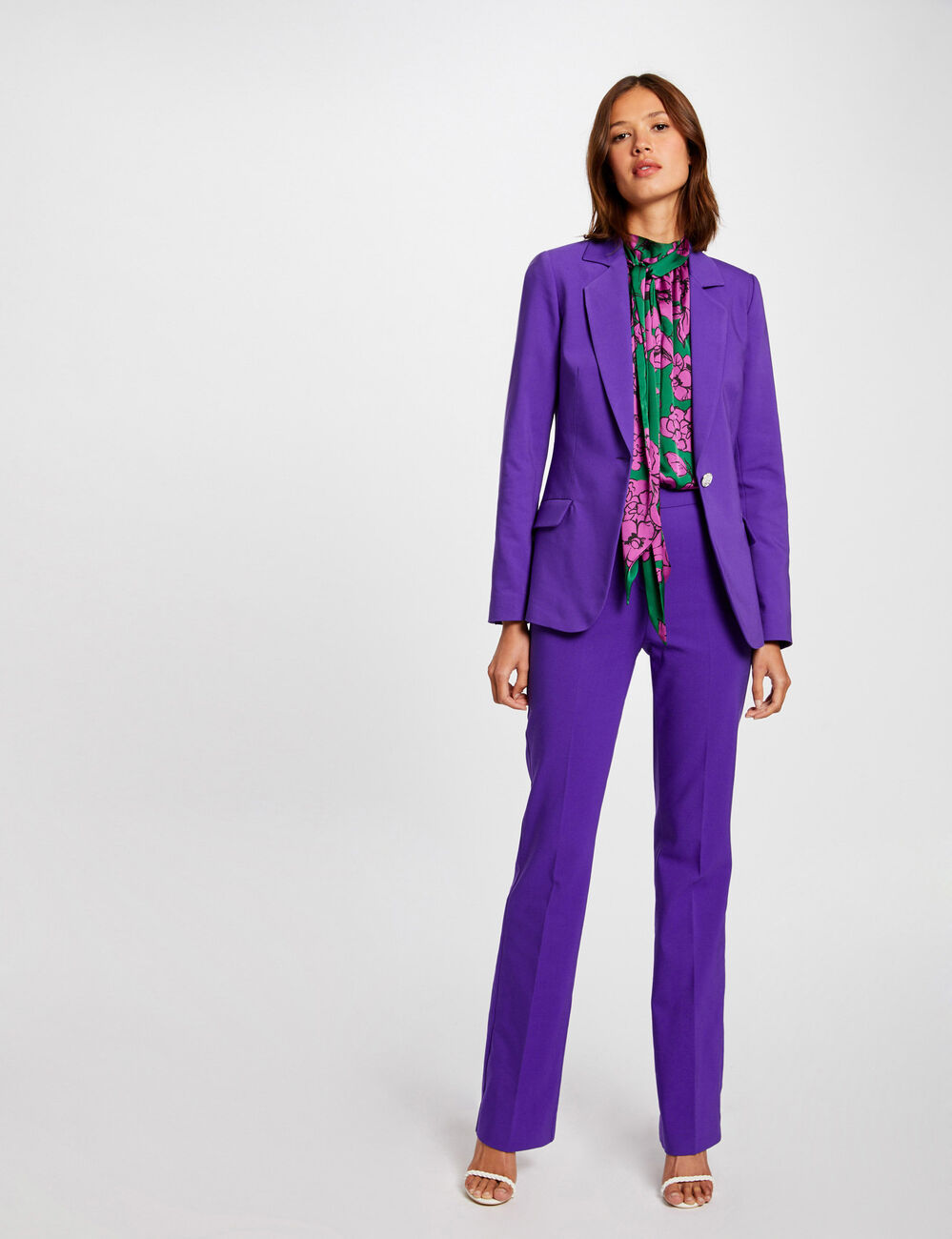 Veste tailleur cintrée boutonnée violet femme