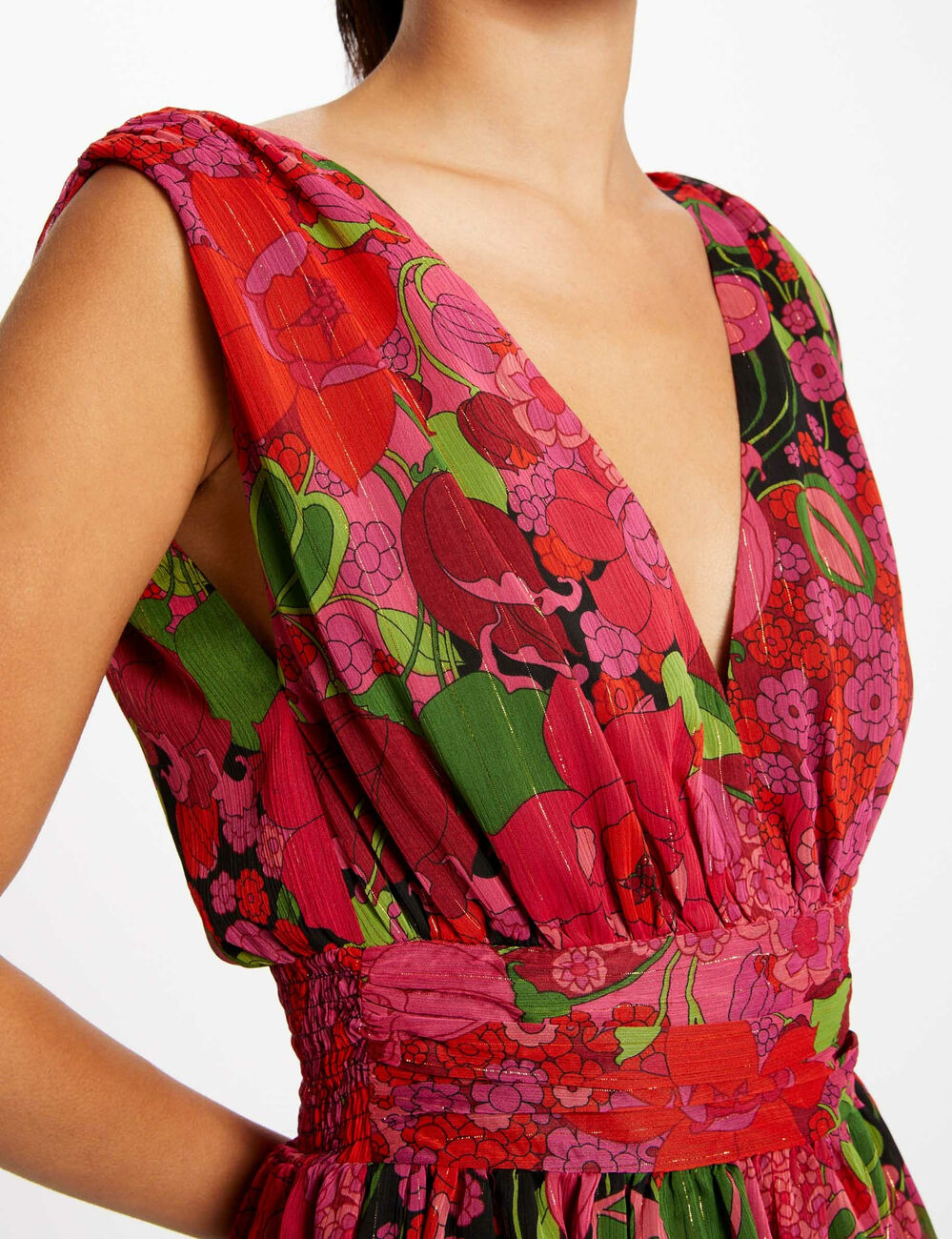 Robe longue évasée imprimé floral multico femme