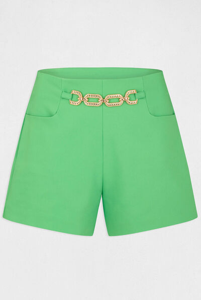 Short city droit avec ornement vert femme