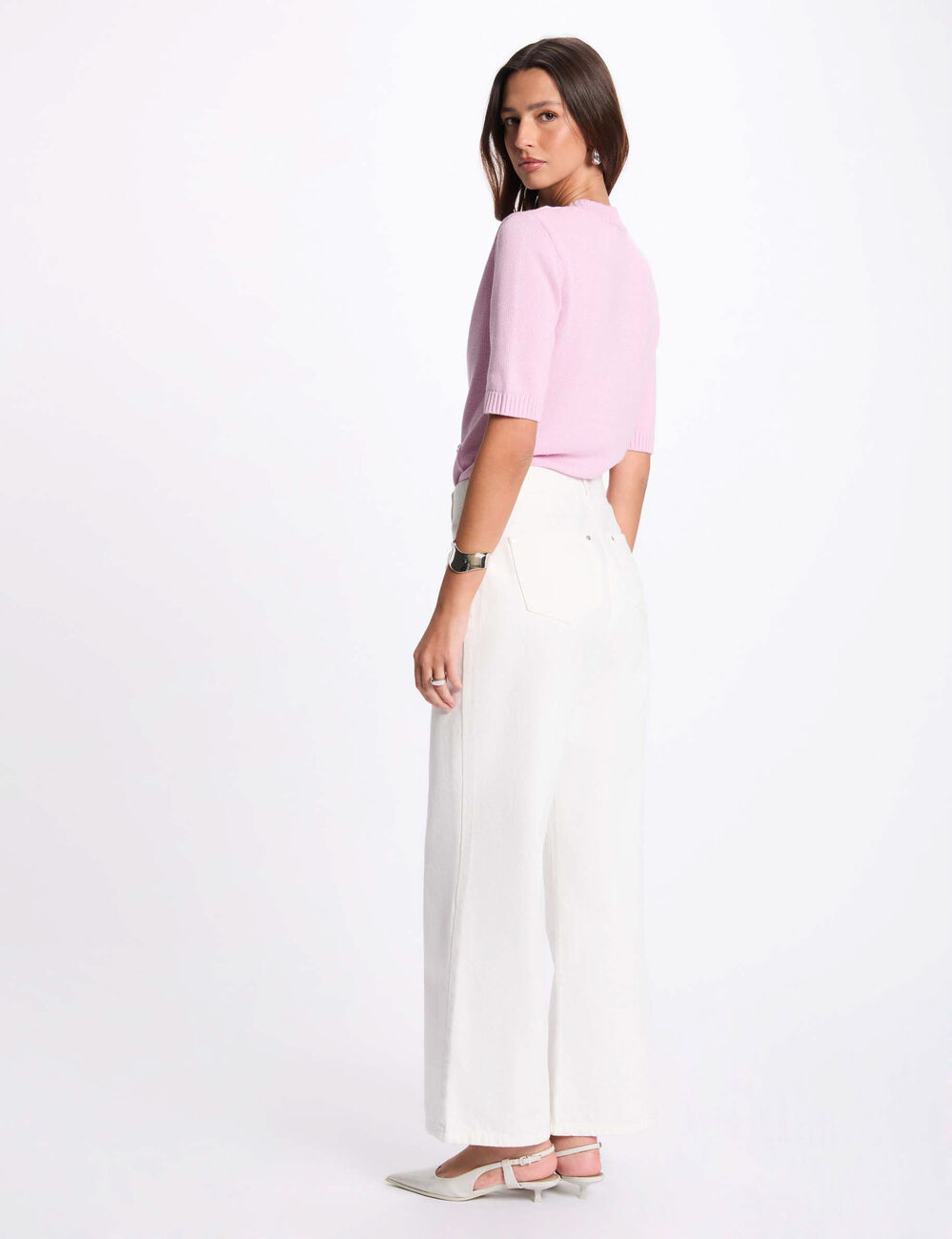 Gilet manches 3/4 rose pastel femme