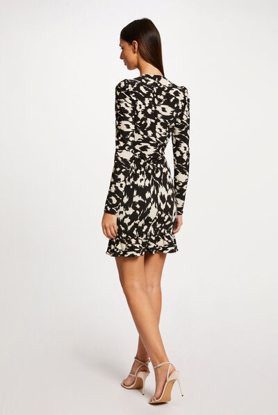 Robe ajustée froncée imprimé abstrait multico femme