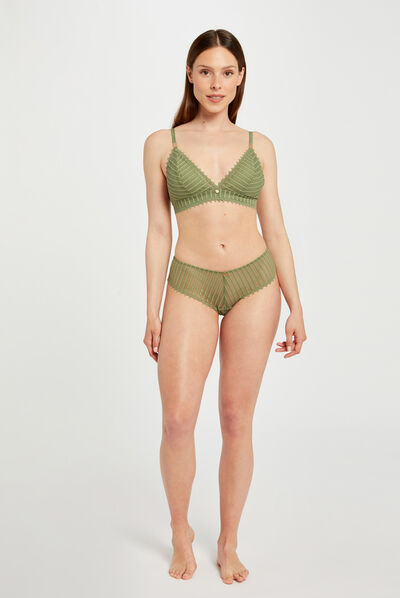 Shorty en dentelle vert kaki femme