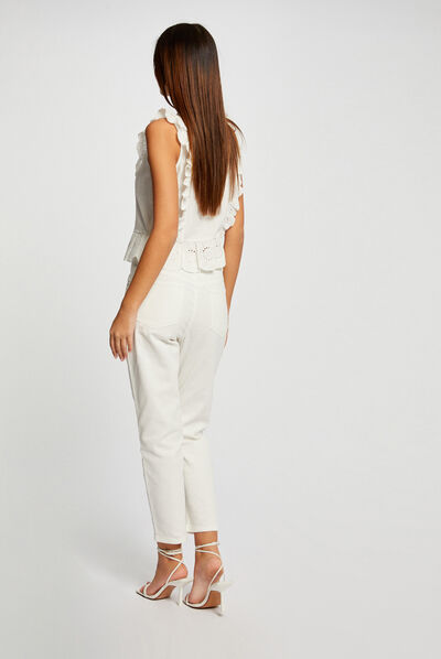 Pantalon droit  blanc femme