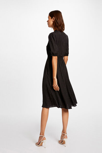 Robe droite imprimé cachemire noir femme