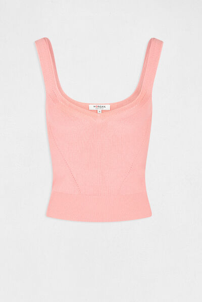 Pull débardeur avec col en V rose pale femme