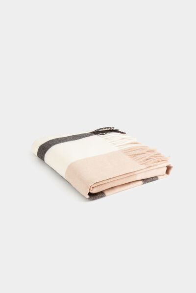 Écharpe à carreaux rose pale femme