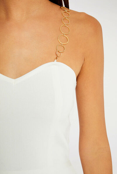 Bustier avec bretelles fantaisie ecru femme