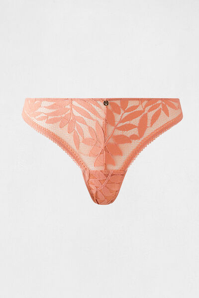 Tanga dentelle rose clair femme