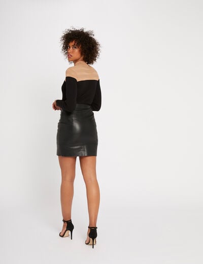 Pull manches longues col montant camel femme