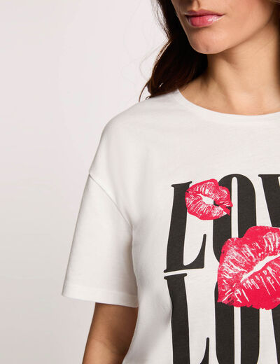 T-shirt droit col rond blanc femme