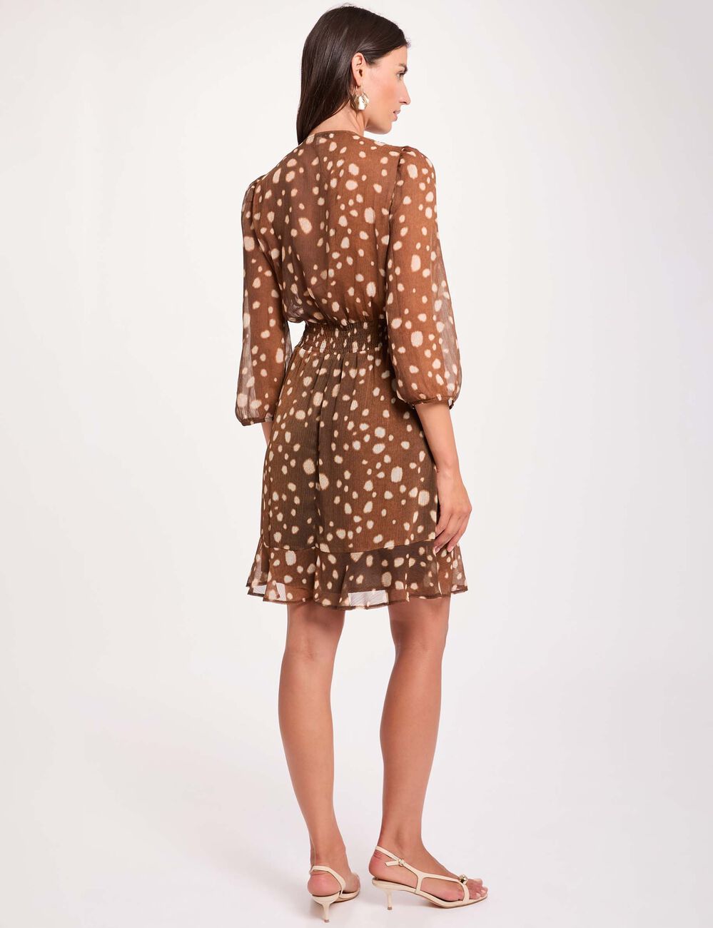 Robe courte col v multicolore femme