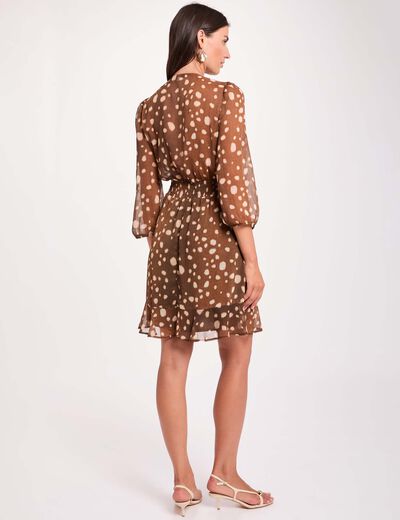Robe courte col v multicolore femme