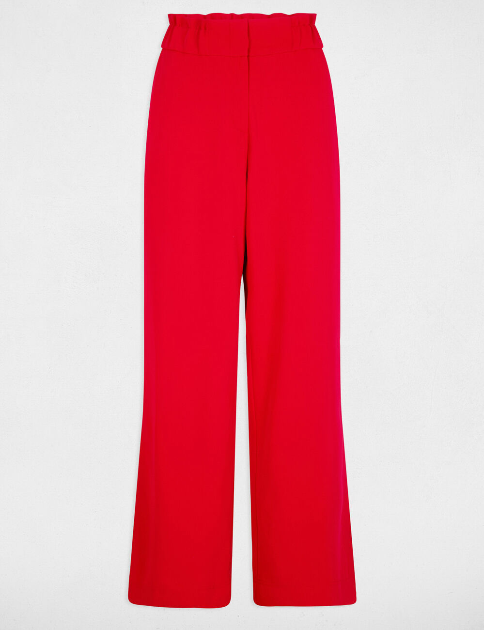 Pantalon large taille haute rouge femme