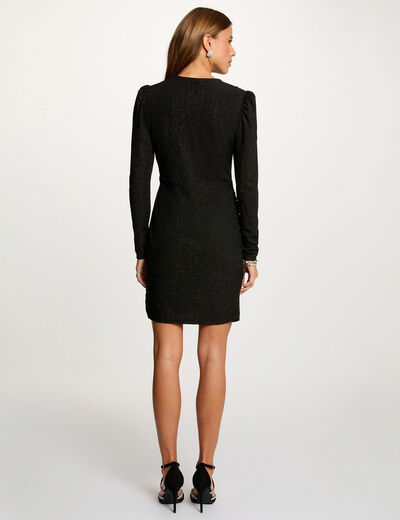 Robe courte ajust&eacute;e drap&eacute;e noir femme