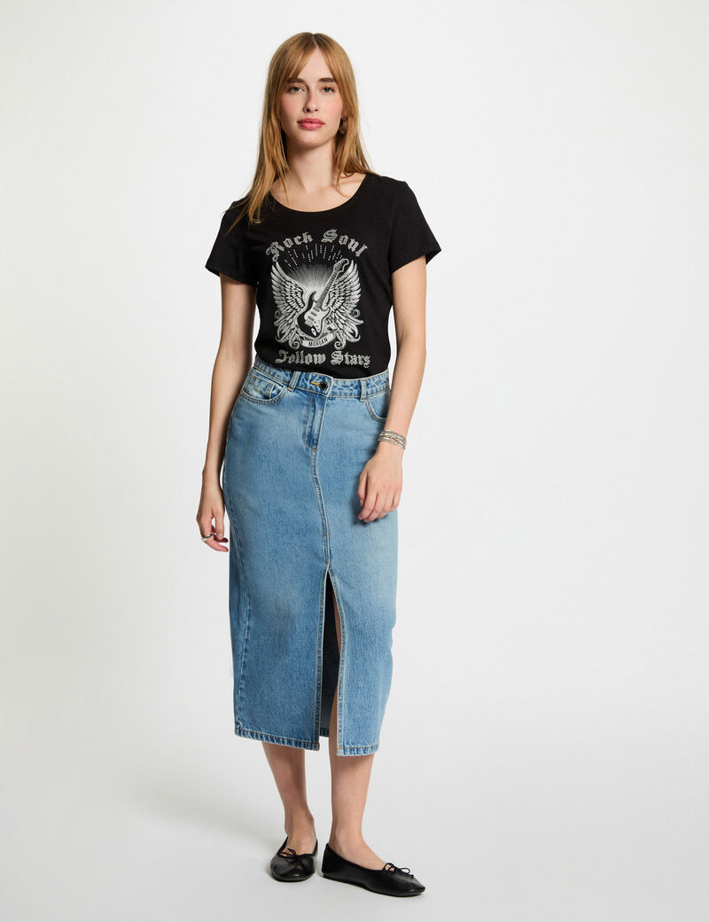 T-shirt à inscription noir femme