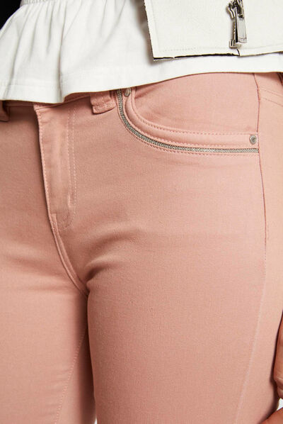 Jeans slim effet stretch vieux rose femme