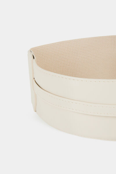 Ceinture élastiquée détail noeud beige femme