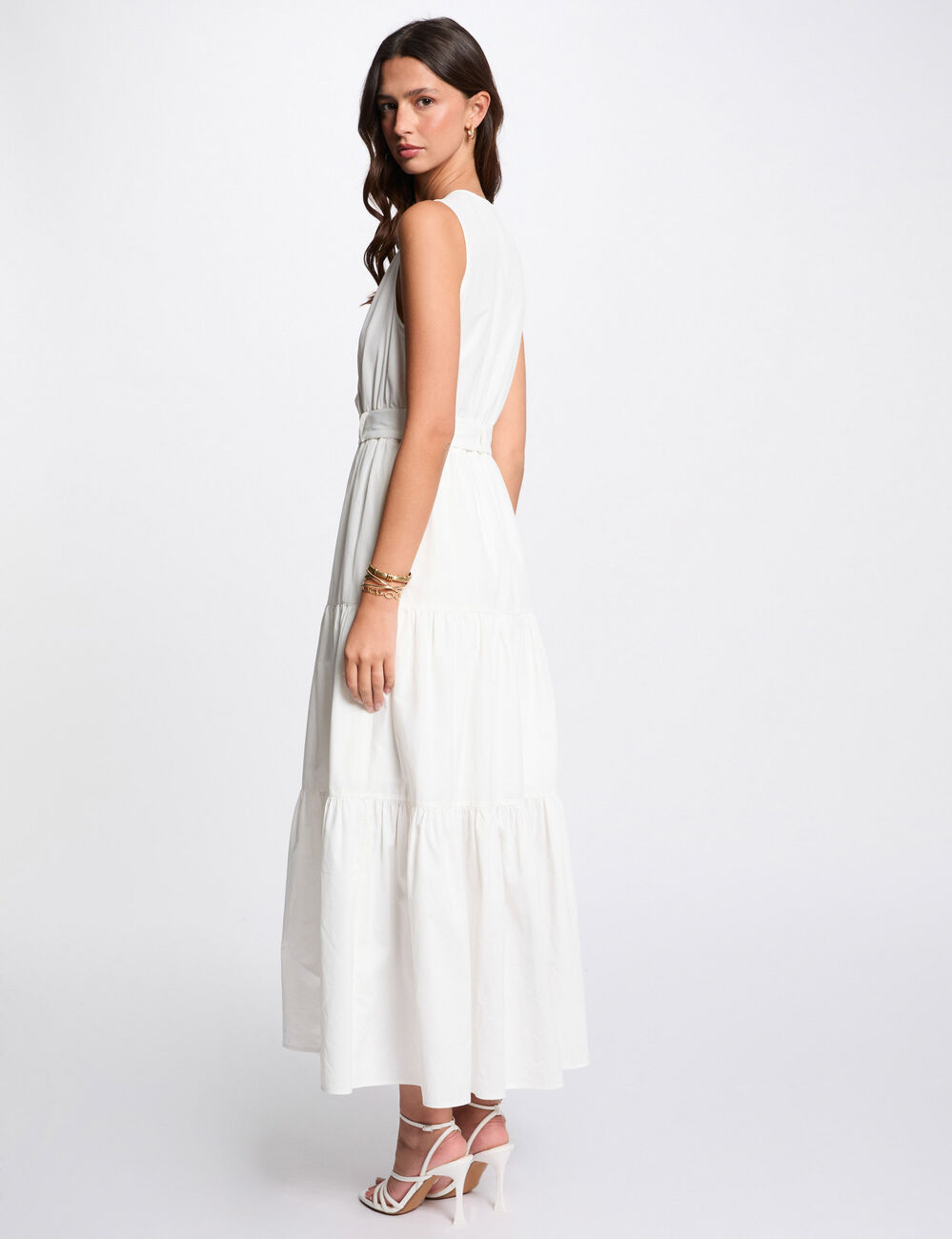Robe longue droite blanc femme