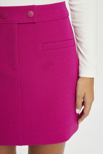 Jupe trapèze taille haute framboise femme