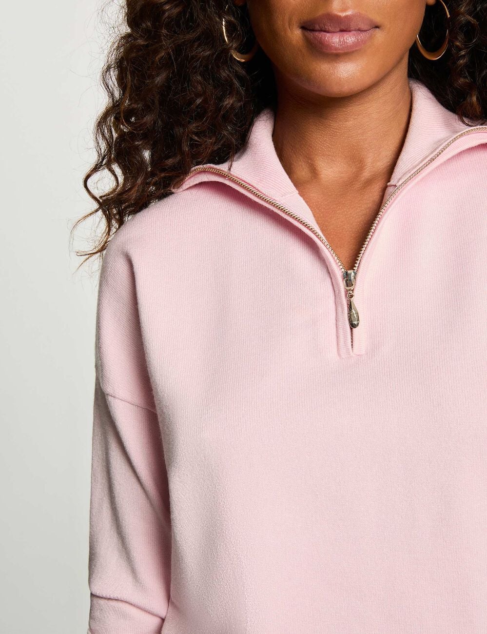 Pull col camionneur rose pastel femme