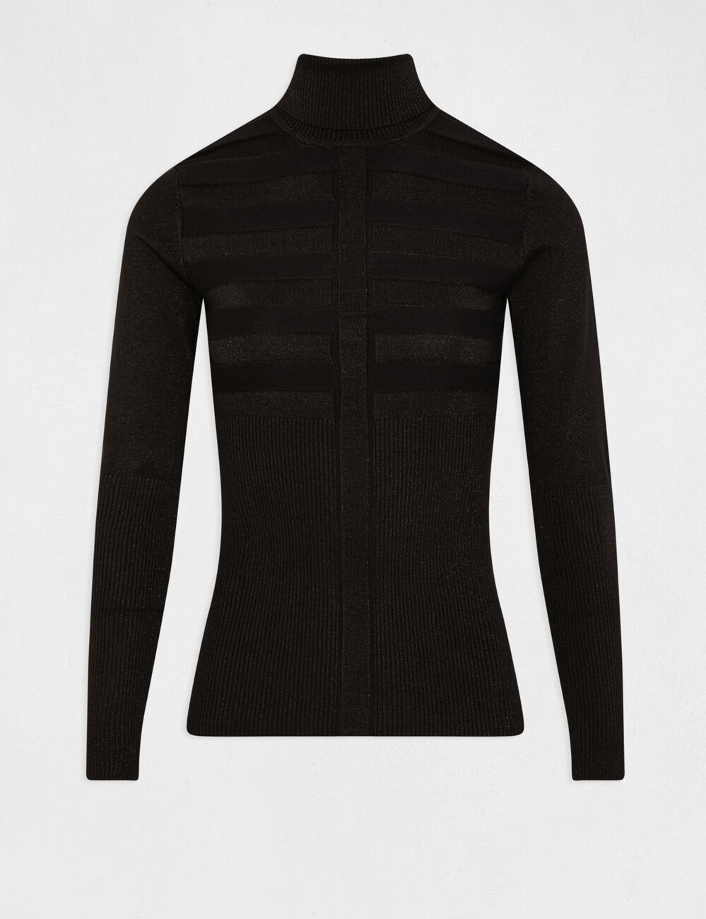 Pull manches longues &agrave; col roul&eacute; noir femme