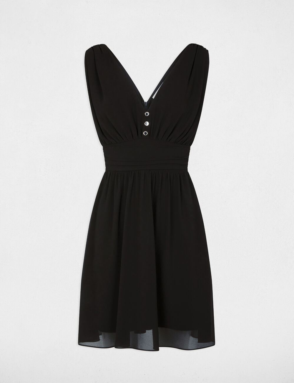 Robe courte &eacute;vas&eacute;e fluide noir femme