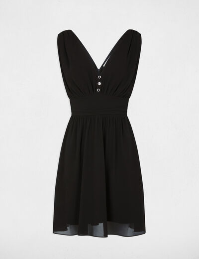 Robe courte &eacute;vas&eacute;e fluide noir femme