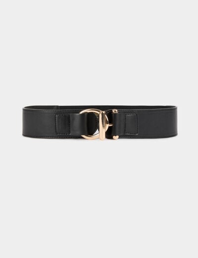 Ceinture large similicuir noir femme