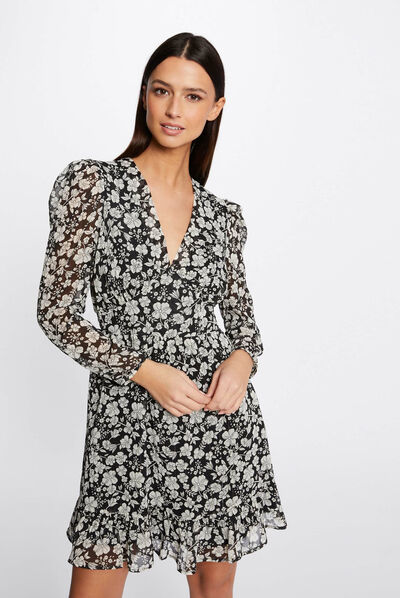 Robe trapèze fluide imprimé floral multico femme