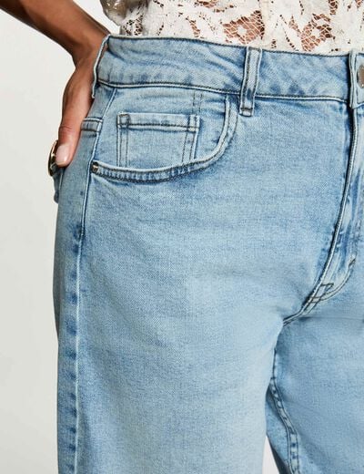 Pantalon jean droit denim double stone femme